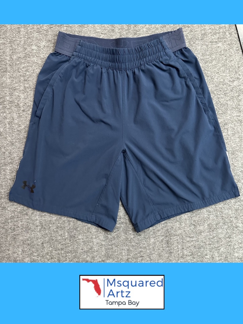 Under Armour HeatGear Athletic Training Shorts Mens Medium Blue Performance